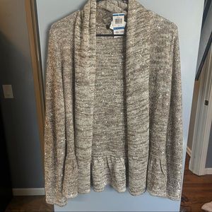 NWT INC sequin tan cardigan sweater